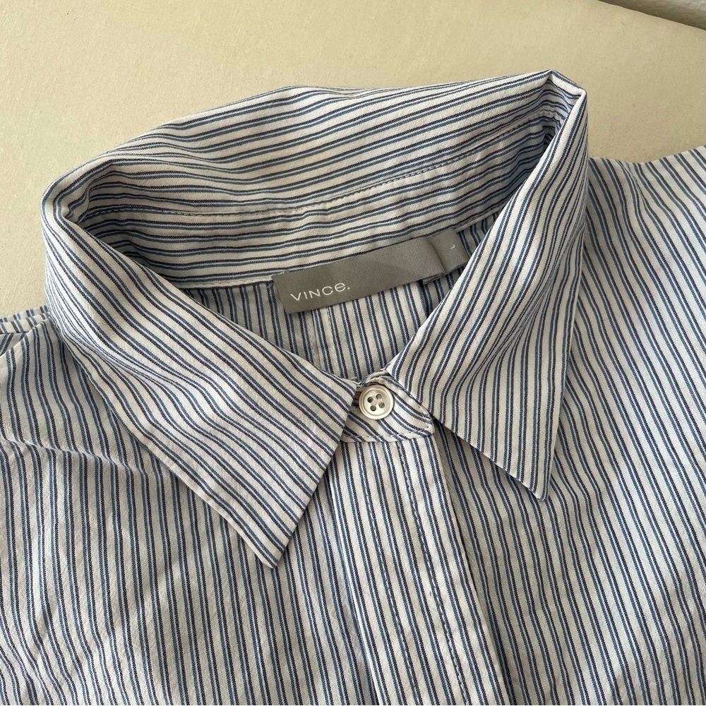 Vince Womens Large Boxy Striped button-up shirt